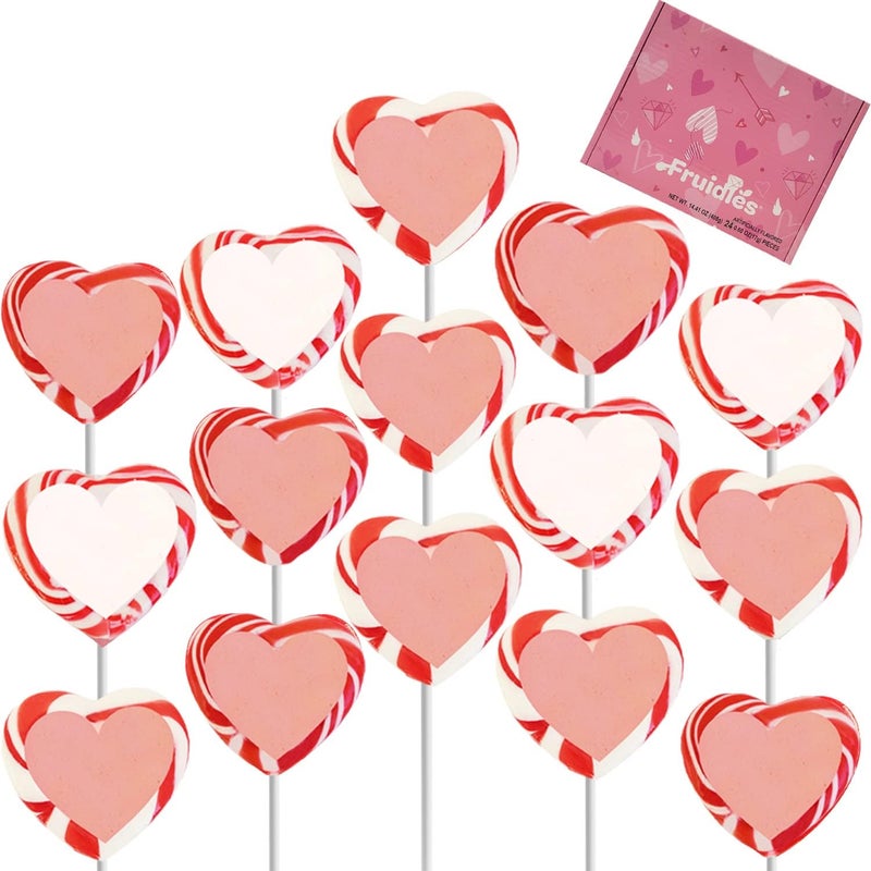 Fruidles Valentine's Red and White Swirl Heart Lollipops (24-Pack) - Image 4